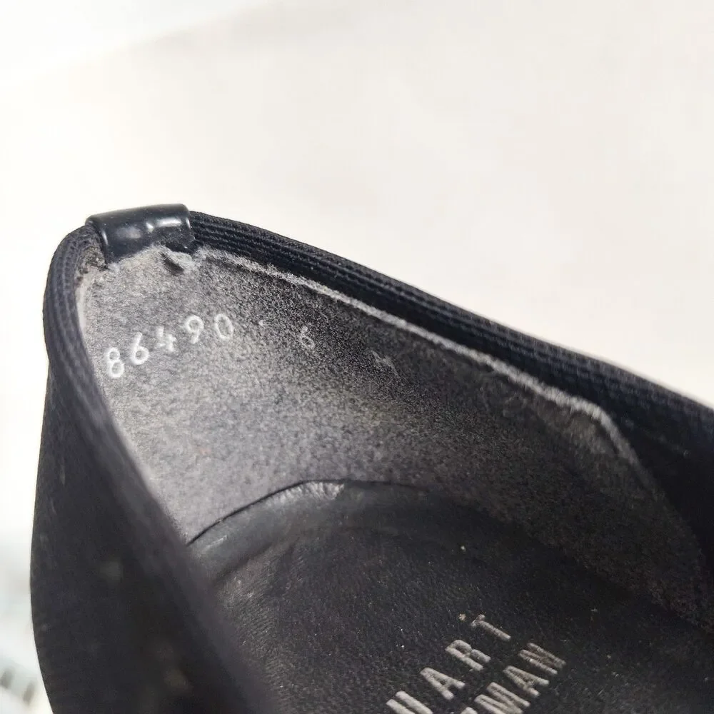 Stuart Weitzman Black Leather Sole Low Blocks Heels Size‎ 6 M Mesh Pumps Buckles